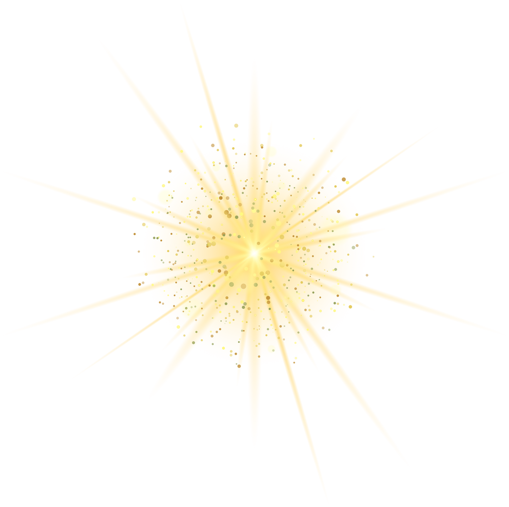 transparent glow effect, star flashed brilliance, gold sequi